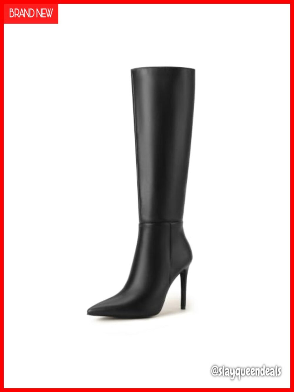 Knee High Pointed Toe Stiletto Heel Tall Boots Faux Leather Dress Boots